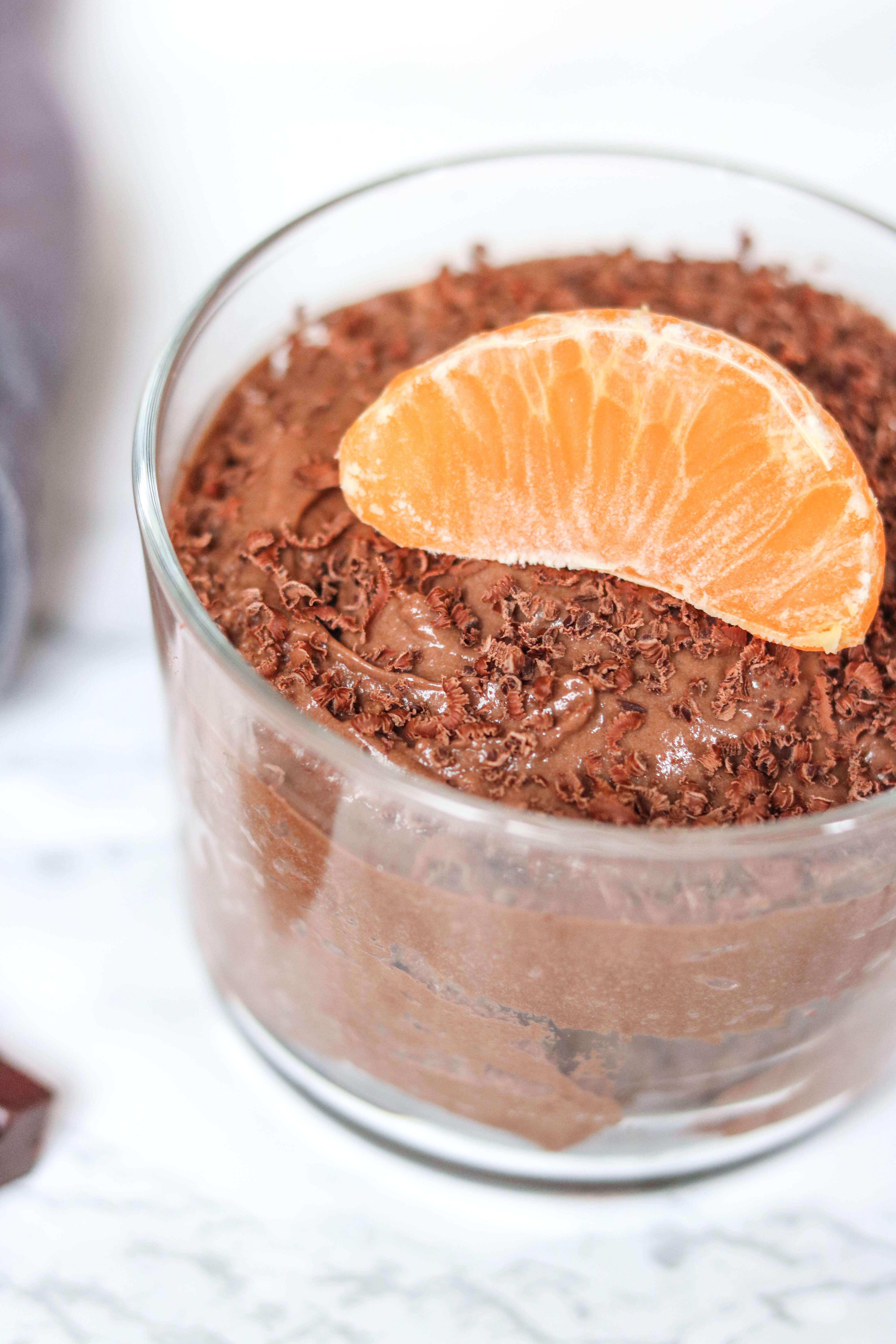 Vegan chocolate orange mousse, a healthy, decadent desert, because you deserve it. It serves 4 but you won't want to share it with anyone.