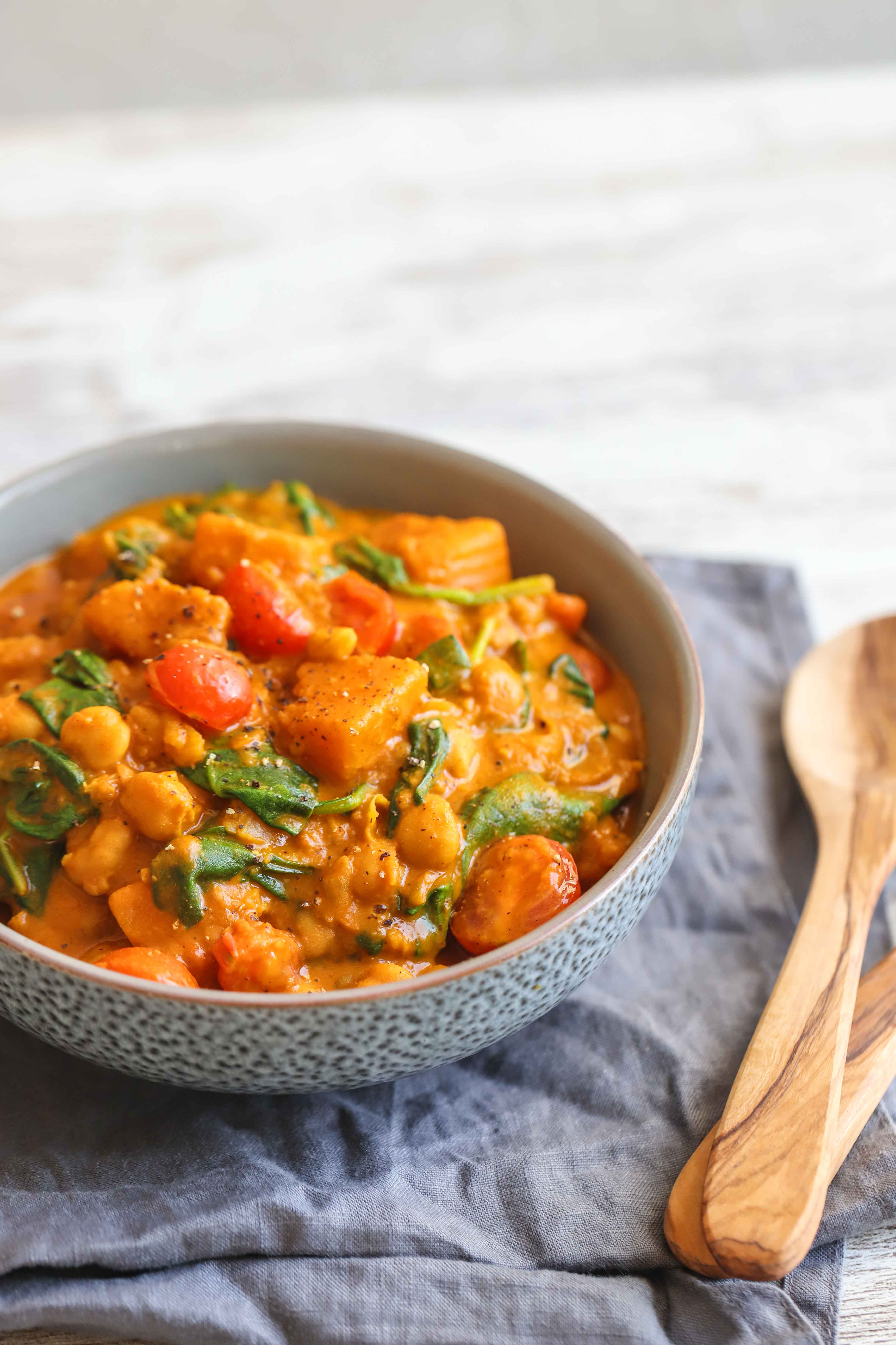 Chickpea and pumpkin curry, for when you want a quick and easy meat free Monday recipe.